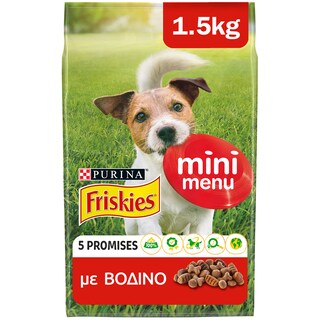 FRISKIES | MINI MENU ΞΗΡΗ ΤΡΟΦΗ ΓΙΑ ΕΝΗΛΙΚΟΥΣ ΜΙΚΡΟΣΩΜΟΥΣ ΣΚΥΛΟΥΣ ΒΟΔΙΝΟ 1.5KG