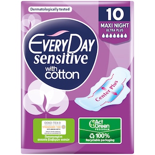 EVERY DAY | Σερβιέτες Sensitive Maxi Night Ultra Plus 10 Τεμάχια