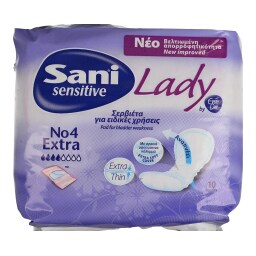 SANI | Σερβιέτες Ακράτειας Lady Sensitive Νο4 Extra 10 Τεμάχια