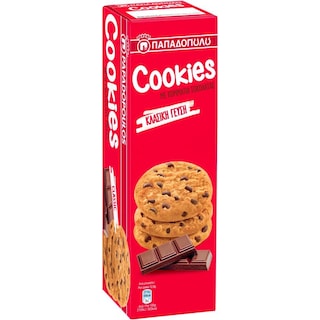 ΠΑΠΑΔΟΠΟΥΛΟΥ | CLASSIC COOKIES | ΜΠΙΣΚΟΤΑ ΜΕ ΚΟΜΜΑΤΑΚΙΑ ΣΟΚΟΛΑΤΑΣ 180 GR