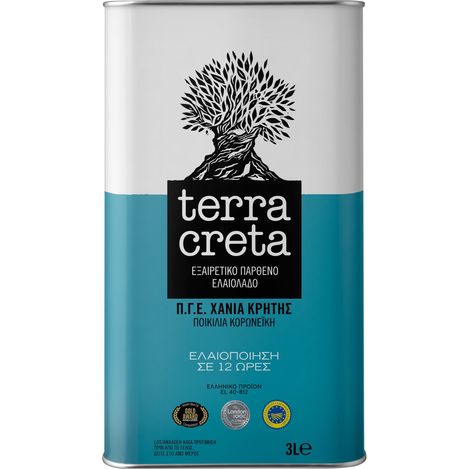 TERRA CRETA Ελαιόλαδο Εξαιρετικό Παρθένο ΠΓΕ Χανιά 3lt