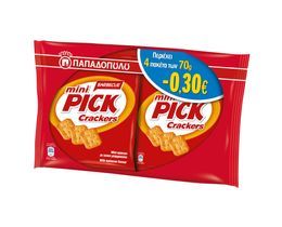 ΠΑΠΑΔΟΠΟΥΛΟΥ | Κράκερς Mini Pick BBQ 4x70g Έκπτωση 0.30Ε