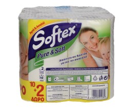 SOFTEX | ΧΑΡΤΙ ΥΓΕΙΑΣ PURE AND SOFT 2 ΦΥΛΛΑ 12 ΤΕΜ