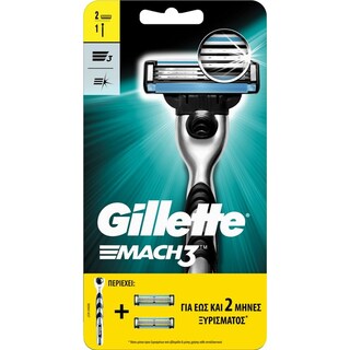 GILLETTE | Mach3 Ξυριστική Μηχανή 3 λεπίδων + 2 Ανταλλακτικά