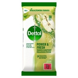 DETTOL | Πανάκια Καθαρισμού Επιφανειών Πράσινο Μήλο 30 τεμάχια