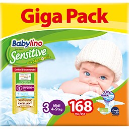 BABYLINO | Πάνες Μωρού Sensitive Χαμομήλι Νο3 168 Τεμάχια