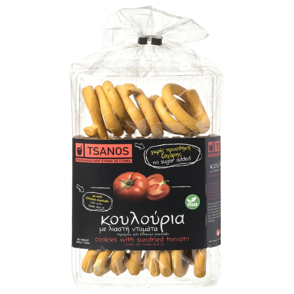 ΤΣΑΝΟΣ Κουλούρια Αλμυρά Λιαστή Ντομάτα Χωρίς Ζάχαρη 200g
