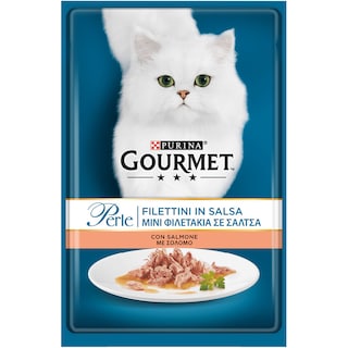 GOURMET | PERLE | Γατοτροφή Perle Φιλετάκια Με Σολομό 85 gr