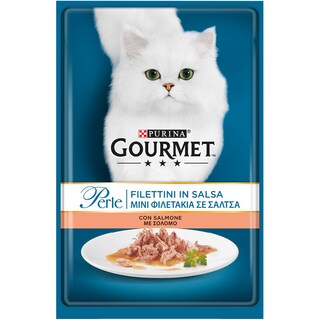 GOURMET | PERLE | Γατοτροφή Perle Φιλετάκια Με Σολομό 85 gr