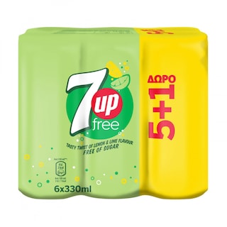 7UP | FREE | Αναψυκτικό 7UP Free Κουτί 6x330ml 5+1 Δώρο