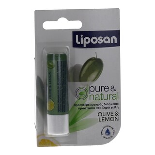 LIPOSAN | ΕΝΥΔΑΤΙΚΟ ΧΕΙΛΙΩΝ PURE AND NATURAL OLIVE AND LEMON 1 ΤΕΜ