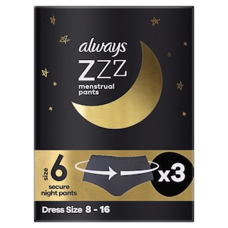 ALWAYS | Εσώρουχα Περιόδου ZZZs Μίας Χρήσης Νο6 Μαύρα 3 Τεμάχια