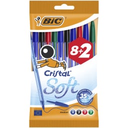 BIC | Στυλό Cristal Soft 1.2mm Διάφορα Χρώματα 8+2 Τεμάχια