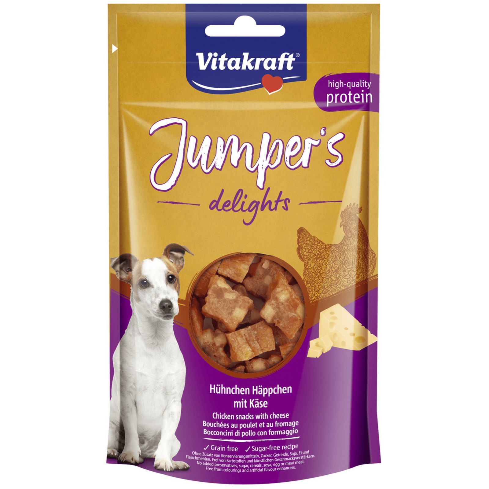 VITAKRAFT Λιχουδιές Σκύλου Jumpers Mini Κοτόπουλο με Τυρί 80g