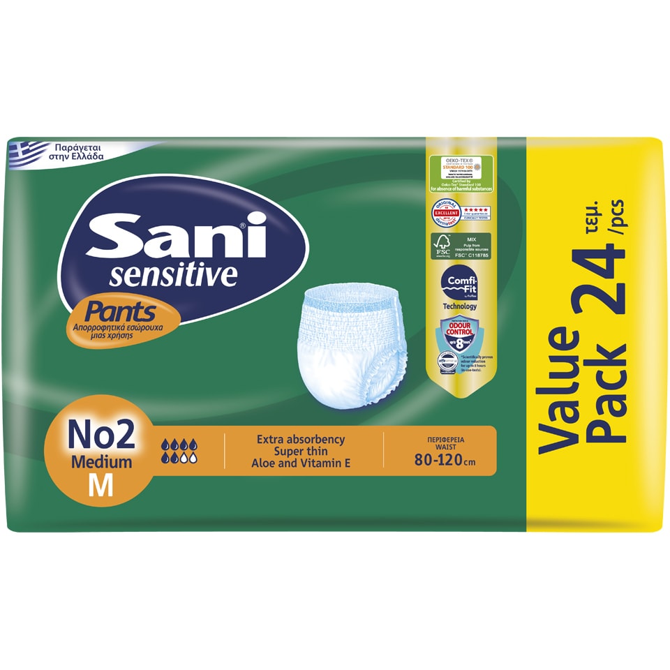 Εσώρουχα Ακράτειας Sensitive Pants Value Pack Medium No2 24 Τεμ.