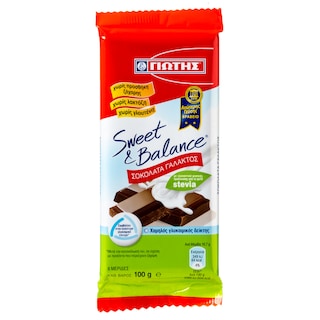 SWEET & BALANCE | Σοκολάτα Γάλακτος Με Γλυκαντικό Στέβια 100gr