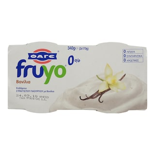 FRUYO | Επιδόρπιο Γιαουρτιού 0% Βανίλια 2 Χ 170 gr