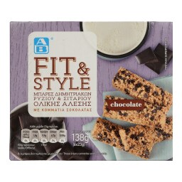 ΑΒ | ΜΠΑΡΕΣ ΔΗΜΗΤΡΙΑΚΩΝ FIT AND STYLE ΣΟΚΟΛΑΤΑΣ 6 Χ 23 GR