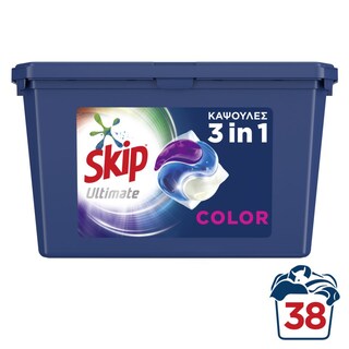 SKIP | Kάψουλες Πλυντηρίου Ρούχων Ultimate Color Trio 38 Μεζούρες