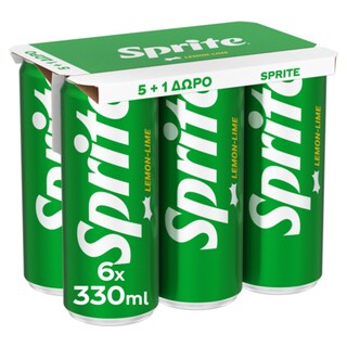 SPRITE | Αναψυκτικό Γκαζόζα Lemon Lime Κουτί 6x330ml 5+1 Δώρο