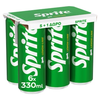 SPRITE | Αναψυκτικό Γκαζόζα Lemon Lime Κουτί 6x330ml 5+1 Δώρο