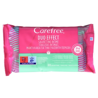 CAREFREE | Μαντηλάκια Ευαίσθητης Περιοχής Duo Effect 20 Τεμάχια