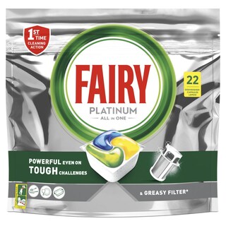 FAIRY | Κάψουλες Πλυντηρίου Πιάτων All in 1 Platinum Λεμόνι 22 Τεμάχια
