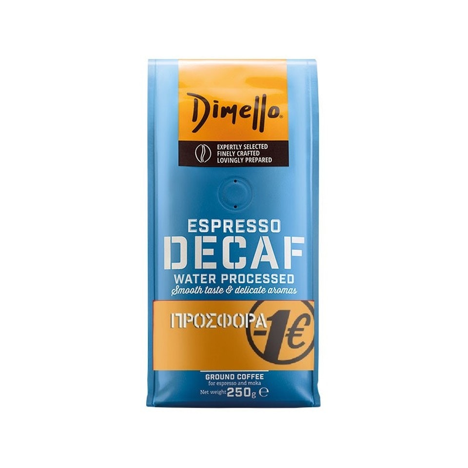 DIMELLO Καφές Espresso Decaf Αλεσμένος 250g Έκπτωση 1Ε