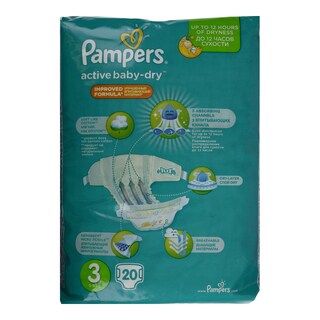 PAMPERS | ACTIVE BABY DRY | PAMPERS ACT.BABY DRY N3 20T CP 5 - 9 KGR No 3 20 PC