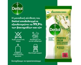 DETTOL | Υγρά Απολυμαντικά Πανάκια Καθαρισμού Πράσινο Μήλο 40 Τεμάχια