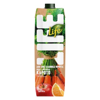 LIFE | . ΜΗΛΟ ΠΟΡΤΟΚΑΛΙ ΚΑΡΟΤΟ 1 LT