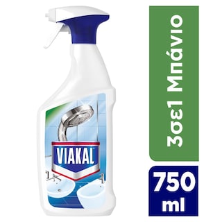 VIAKAL | Spray Καθαρισμού Κατά των Αλάτων 3σε1 Μπάνιο 750ml