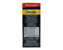 JACOBS | ΣΤΙΓΜΙΑΙΟΣ ΚΑΦΕΣ CAPPUCCINO ΧΩΡΙΣ ΖΑΧAΡΗ ΣΕ ΦΑΚΕΛΑΚΙΑ 10 Χ 14,4 GR