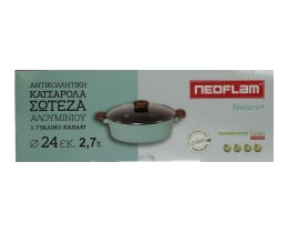 NEOFLAM | Κατσαρόλα Σωτέζα Αλουμινίου 24cm & Καπάκι 1 Τεμάχιο