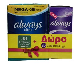 ALWAYS | ΣΕΡΒΙΕΤΕΣ ULTRA NORMAL PLUS GIGA PACK 38 TEM