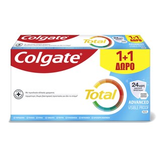 COLGATE | Οδοντόκρεμα Total Advanced Visible Proof 75ml 1+1 Δώρο