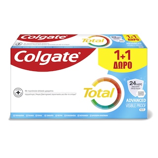 COLGATE | Οδοντόκρεμα Total Advanced Visible Proof 75ml 1+1 Δώρο