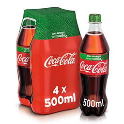 COCA COLA | Αναψυκτικό Cola Στέβια Φιάλη 4x500ml