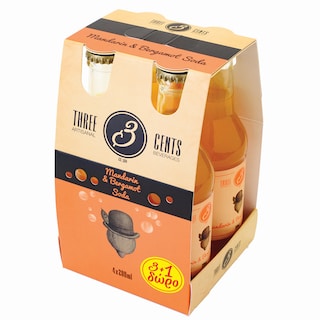 THREE CENTS | Αναψυκτικό Mandarin & Bergamot Gentlemen's Soda 4x200ml 3+1 Δώρο