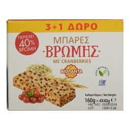 ΒΙΟΛΑΝΤΑ | ΜΠΑΡΕΣ ΒΡΩΜΗΣ ΜΕ CRANBERRY 40G