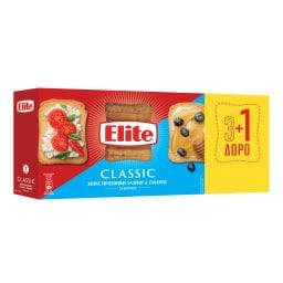 ELITE | Φρυγανιές Σίτου Χωρίς Αλάτι 4x125g 3+1 Δώρο
