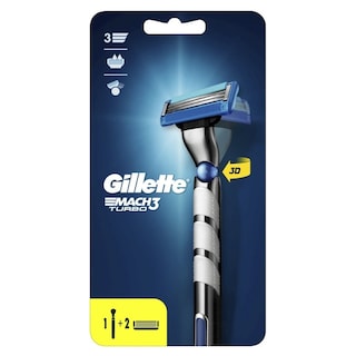 GILLETTE | Ξυριστική Μηχανή Mach3 Turbo + 2 Ανταλλακτικά 1 Τεμάχιο