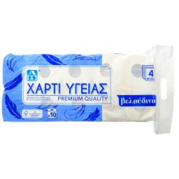ΑΒ | Χαρτί Υγείας Βελούδινο 4 Φύλλα 10 Ρολά 1.35kg
