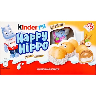 KINDER | HAPPY HIPPO | Γκοφρέτα Happy Hippo Φουντούκι 5x20.7g