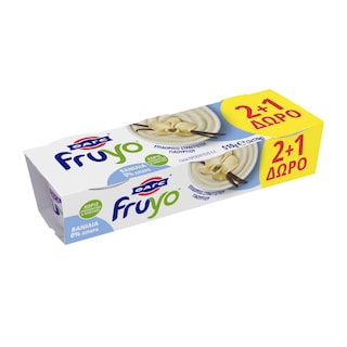 FRUYO | Επιδόρπιο Γιαουρτιού Βανίλια 0% 3x170g 2+1 Δώρο 2+1 ΔΩΡΟ
