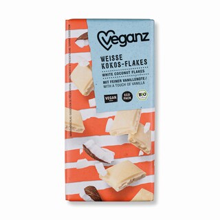 VEGANZ | Λευκή Σοκολάτα Bio Γάλα Ρυζιού & Flakes Καρύδας 80g