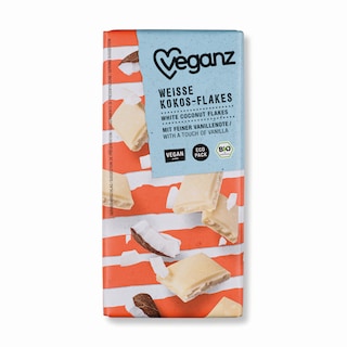 VEGANZ | Λευκή Σοκολάτα Bio Γάλα Ρυζιού & Flakes Καρύδας 80g