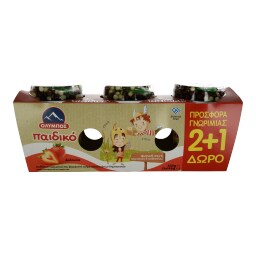 ΟΛΥΜΠΟΣ | Επιδόρπιο Γιαουρτιού Παιδικό Φράουλα 3x145gr 2+1 Δώρο