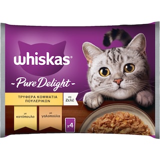 WHISKAS | Γατοτροφή Pure Delight Πουλερικά σε Ζελέ 4x85g
