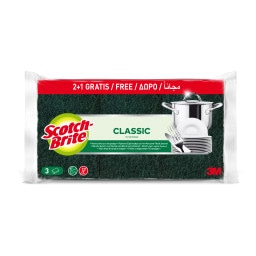 SCOTCH BRITE | Σφουγγάρι Κουζίνας Πολύ Δυνατό 3 Τεμάχια 2+1 Δώρο